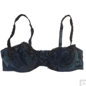 Lovable Lace Balconette Bra - Teal & Black Size 38B